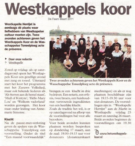 Westkappel Koor 2011 in de Faam